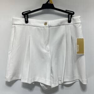 $98 Michael Michael Kors High Rise Pleated Stretch WHITE Shorts size 10